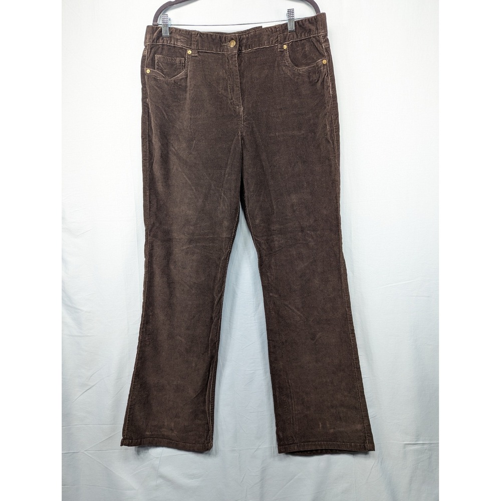 Laura Scott Signature Fit Corduroy Pants‎ Women's Size 14 Black Coffee